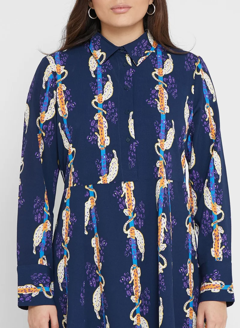 MONKI Printed Knitted Shirt Dress