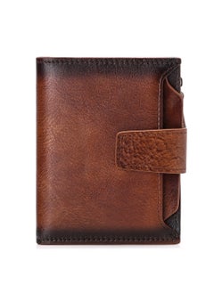 Loquat Portable Business Men Faux Leather Bifold Short Wallet Card Cash Holder Purse Brown  - Image 1