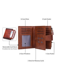 Loquat Portable Business Men Faux Leather Bifold Short Wallet Card Cash Holder Purse Brown  - Image 3