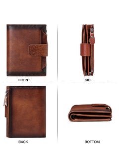 Loquat Portable Business Men Faux Leather Bifold Short Wallet Card Cash Holder Purse Brown  - Image 4