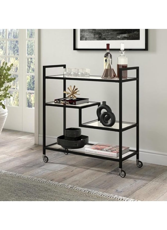 LINGWEI Metal Serving Trolley for Home Restaurant and Hospitality Rolling Cart For Tea Service Cart with Lockable Wheels 3 Tiers Home Serving Cart Kitchen Storage  - Image 1