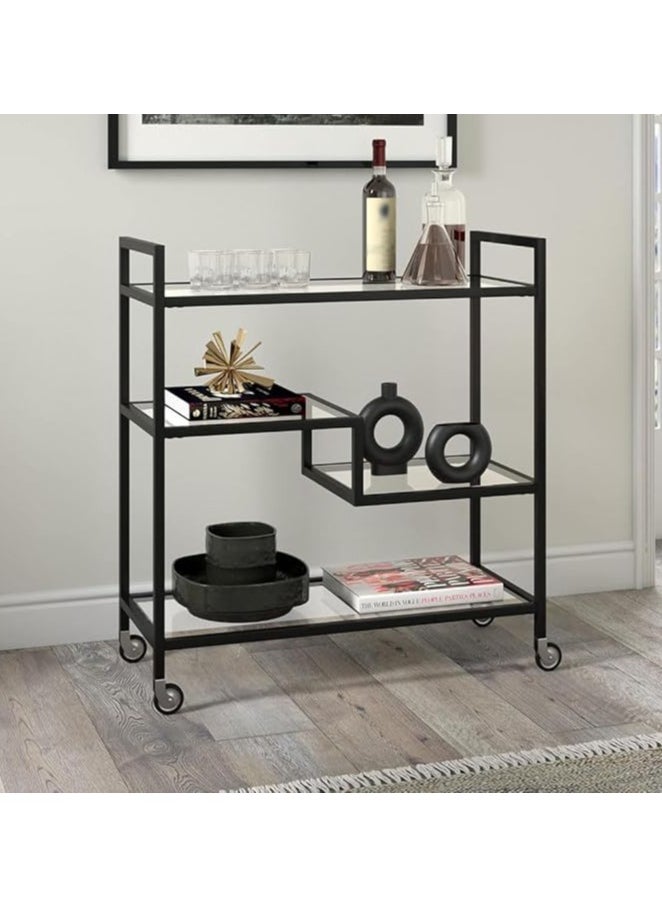 LINGWEI Metal Serving Trolley for Home Restaurant and Hospitality Rolling Cart For Tea Service Cart with Lockable Wheels 3 Tiers Home Serving Cart Kitchen Storage  - Image 2