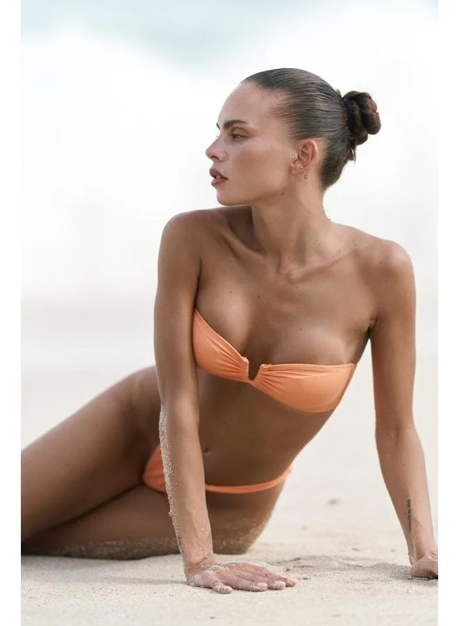 Bohemai Lahla Strapless Bow Detail Orange Bikini Top.