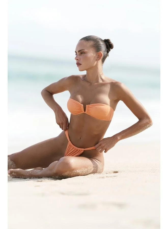 Bohemai Lahla Strapless Bow Detail Orange Bikini Top.
