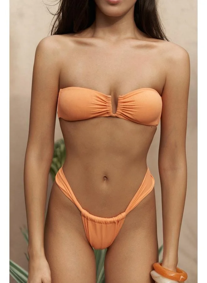 Bohemai  Lahla Strapless Bow Detail Orange Bikini Top. for Women | Best Price UAE