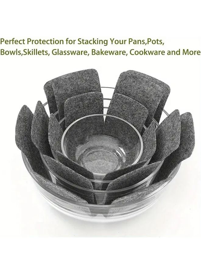 Gray Felt Pot Pan Protectors Set Of 12 Stackable Non Stick Kitchen Storage Separators - Image 2
