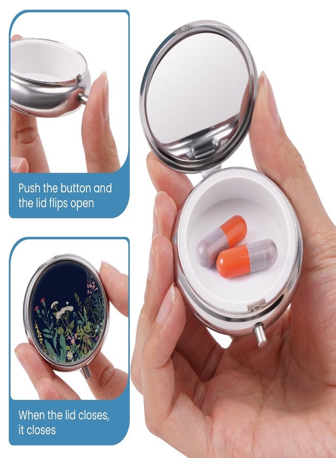 HCYPCV Mini Pill Box, Small Pill Box, Cute Pill Organizer for Vitamins, Medications, Fish Oil and Supplements (Black Flowers) - Image 4