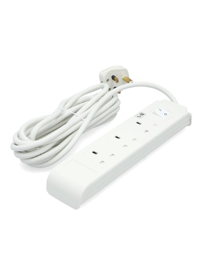 هوم بيست 13 أمبير 2860 واط سلك تمديد بثلاث مقابس أبيض 5 متر SU243-3W-5M/W - Image 2