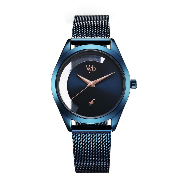 fastrack Vyb Runway Quartz Analog Blue Dial Blue Stainless Steel Strap Watch for Girls - FV60031QM01W - Image 1