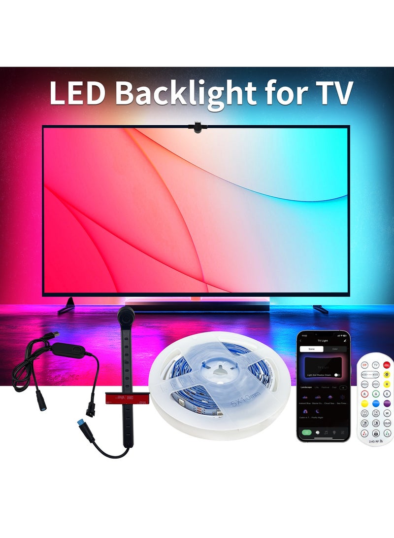 Joshberg TV LED Backlight 3.8M/12.4FT LED Strip Lights with Bluetooth APP Control Music Sync Color Changing Adapter USB Powered - Image 1