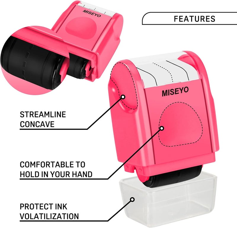 Miseyo Dashed Handwriting Lines Practice Roller Stamp,Self-Inking Line Rolling Stamps for Kids Writing - Peach - Image 3