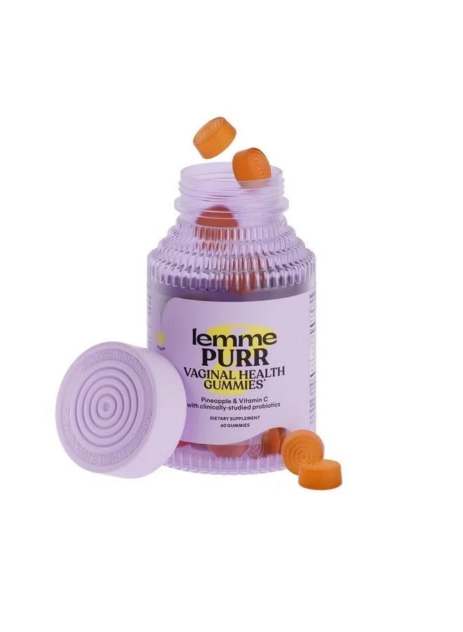 Lemme Purr Vaginal Probiotic Gummies for Women - Balanced pH, Healthy Odor, Yeast Balance & Flora Support + Vitamin C for Immune Health - Tasty Pineapple (60 Count) - Image 1