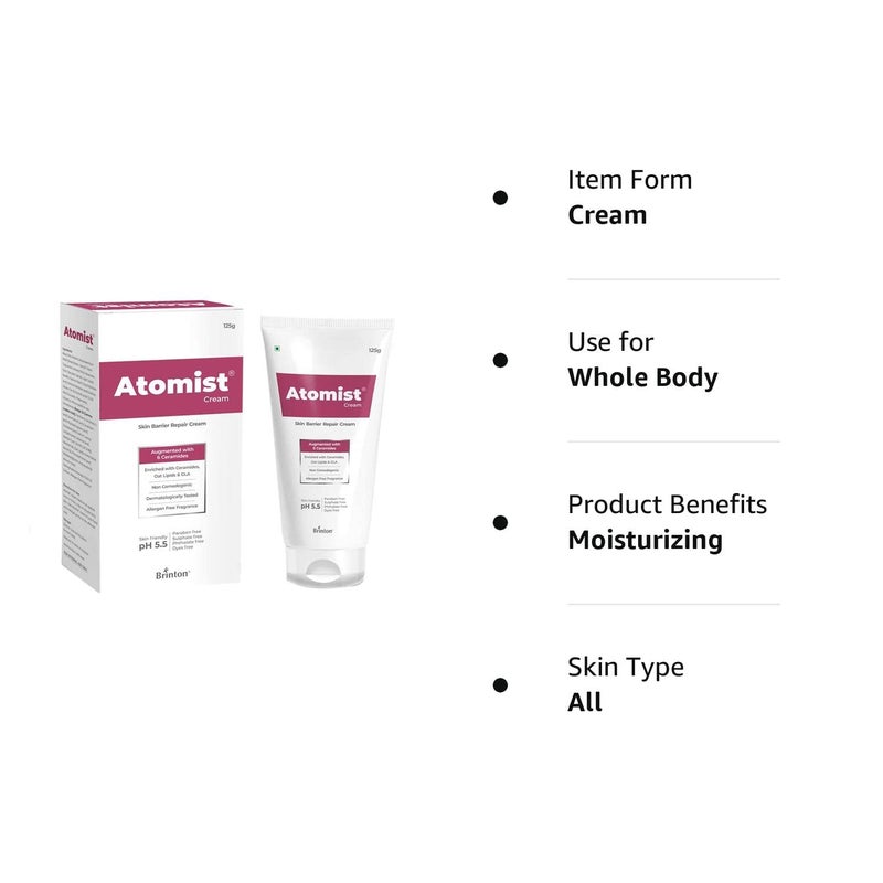 Brinton Brinton Atomist Skin Barrier Repair Cream 125 gm Enriched with Ceramides Oats Lipids GLA x Pack of 3 - Image 5