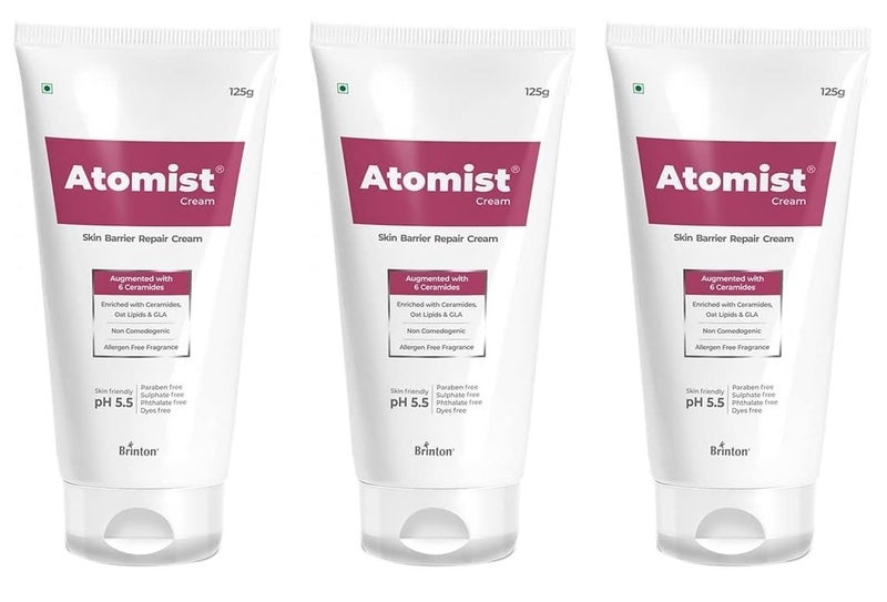 Brinton Brinton Atomist Skin Barrier Repair Cream 125 gm Enriched with Ceramides Oats Lipids GLA x Pack of 3 - Image 1