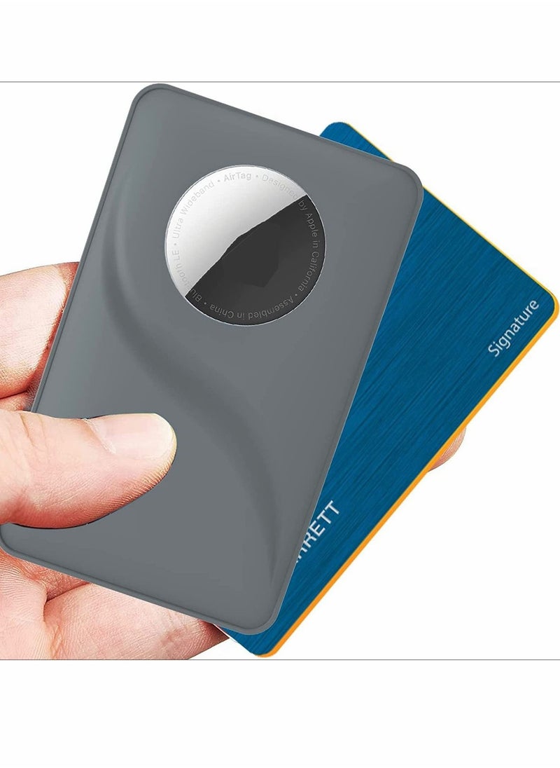 Wallet Case Holder for AirTag Premium Leather Cash Credit Card Purse Slim Safety Antilost Gray - Image 4