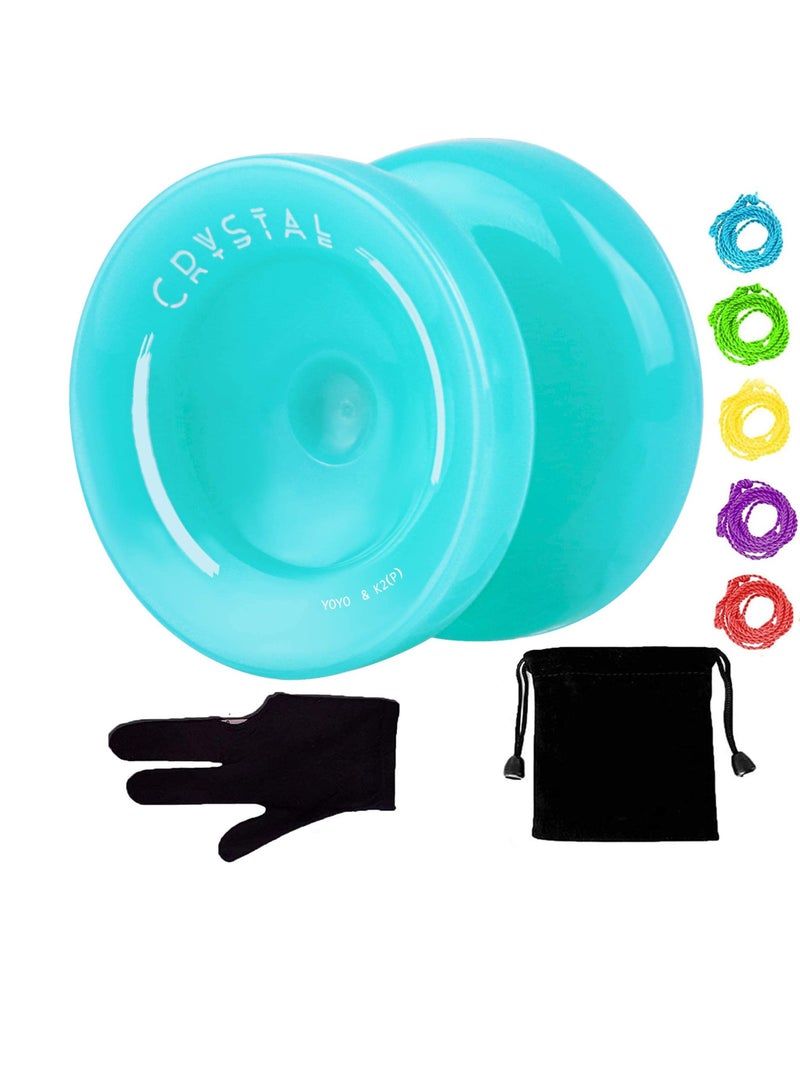 K2 Kids Beginners Fingertip Yoyo Set With Glove Bag And 5 Strings Lake Blue - Image 1