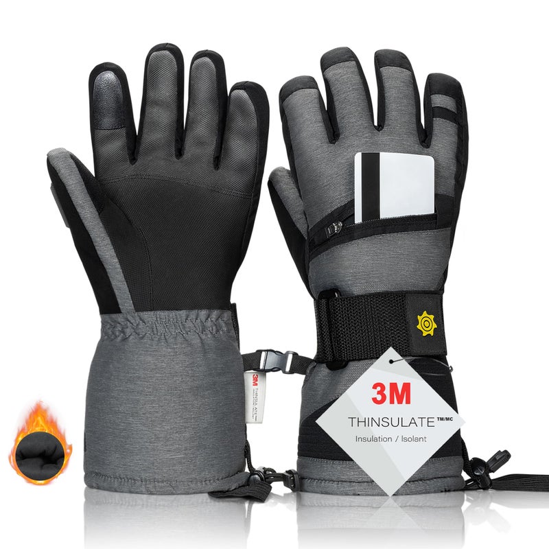 Solaris Waterproof Warm Ski Gloves, 3M Winter Cozy Thinsulated Snow Gloves for Skiing, Snowboarding, Shoveling, Cycling, Outdoor Sports, Great for Ski Lover - Image 1