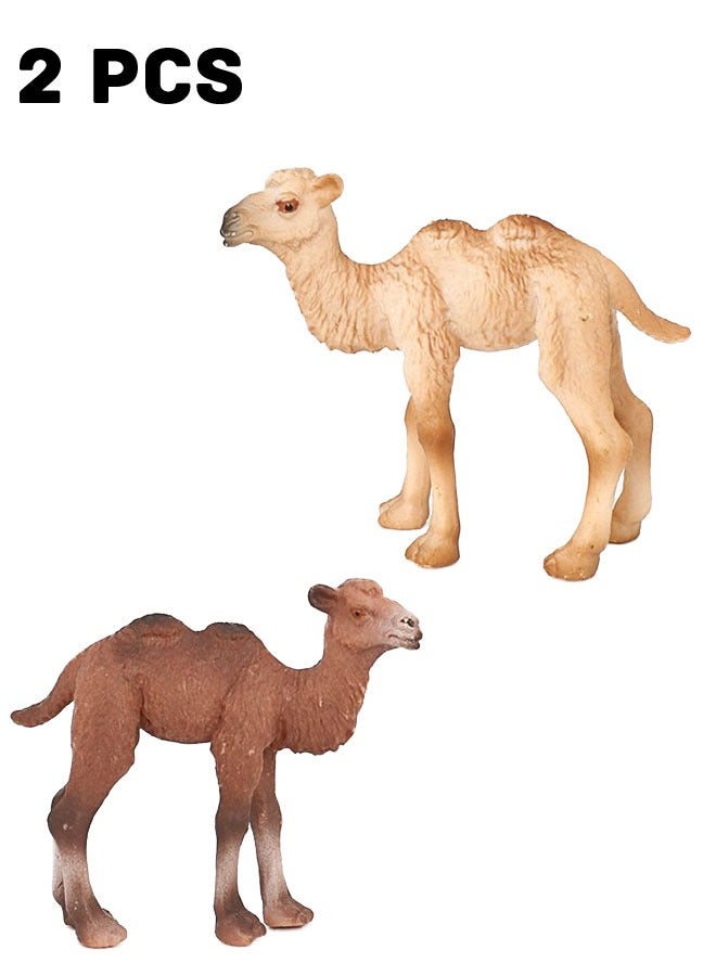 الضفدع الحقيقي قطعتان من تمثال الجمل العربي الواقعي - لعبة حيوانات برية أصلية ودقيقة التفاصيل للتعليم واللعب الممتع - مثالية للأولاد والبنات من سن 3 سنوات فما فوق، متعددة الألوان - Image 1