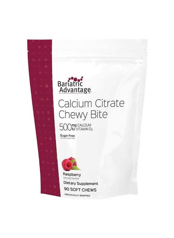 Bariatric Advantage - Calcium Citrate Chewy Bites 500 mg - for Bariatric Surgery Patients - Vitamin D3 - Sugar-Free Chewable Calcium Supplement - Bariatric Calcium Chews - Raspberry Flavor - 90 Count - Image 1
