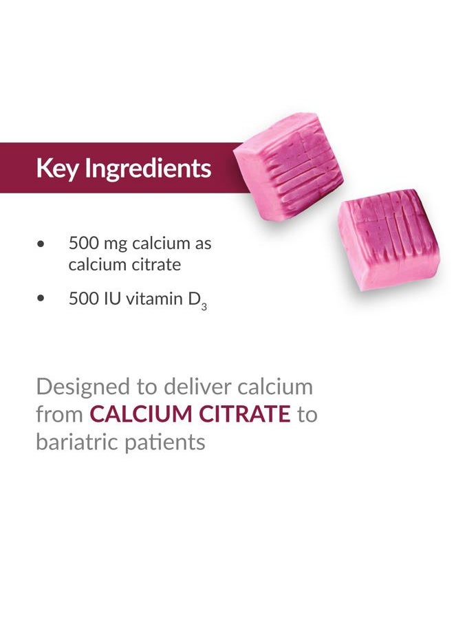 Bariatric Advantage - Calcium Citrate Chewy Bites 500 mg - for Bariatric Surgery Patients - Vitamin D3 - Sugar-Free Chewable Calcium Supplement - Bariatric Calcium Chews - Raspberry Flavor - 90 Count - Image 1