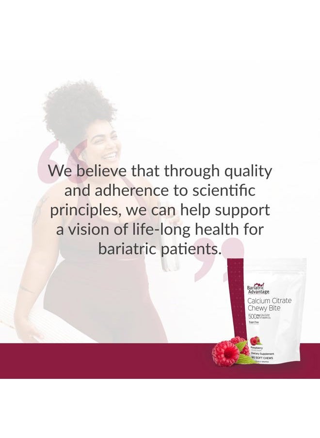 Bariatric Advantage - Calcium Citrate Chewy Bites 500 mg - for Bariatric Surgery Patients - Vitamin D3 - Sugar-Free Chewable Calcium Supplement - Bariatric Calcium Chews - Raspberry Flavor - 90 Count - Image 1