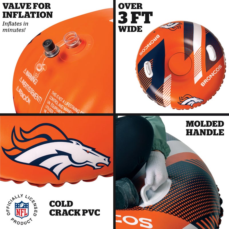 بيج ماوث ألعاب BigMouth Denver Broncos NFL Fan Gear الخارجية مرخصة رسميًا - أنبوب ثلج قابل للنفخ بمقابض - Image 3