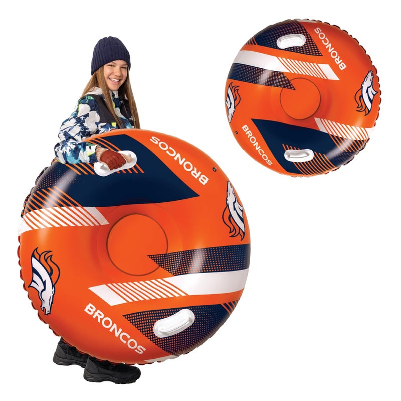 بيج ماوث ألعاب BigMouth Denver Broncos NFL Fan Gear الخارجية مرخصة رسميًا - أنبوب ثلج قابل للنفخ بمقابض - Image 1