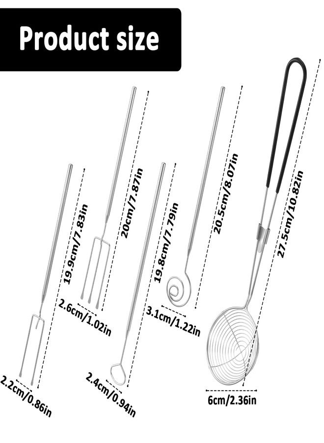 Psiriol 5 Pieces Candy Dipping Chocolate Tools Set, Slotted Spoon, 3-Prong, 2-Prong, Circle Fork, Candy Coating Set for Handmade Chocolates, Pralines and Truffles - Image 4