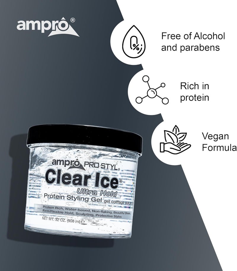 Ampro Pro Styl Clear Ice Ultra Hold Protein Styling Gel - 32 oz - Image 5