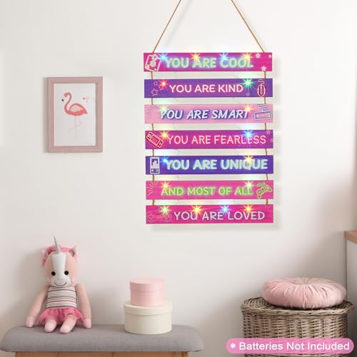 FIOBEE Girls Room Décor for Teen Girls Boys with LED Light Wall Decor for Bedroom Motivational Inspirational Wall Art Girl Room Decoration for Kids Studyroom, 8 Kinds of Lights, Purple Game - Image 2