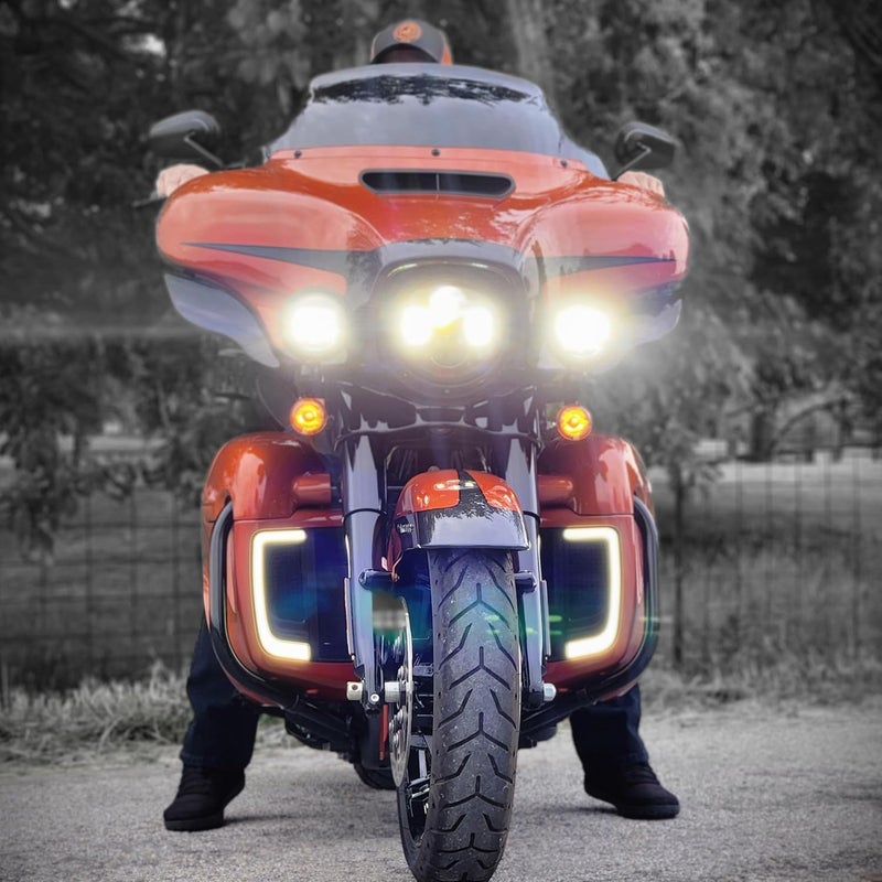 Eagle Lights SUNBURST Lower Fairing Grill LED Running Lights and Turn Signals for Harley Davidson Motorcycles - Black - Image 3