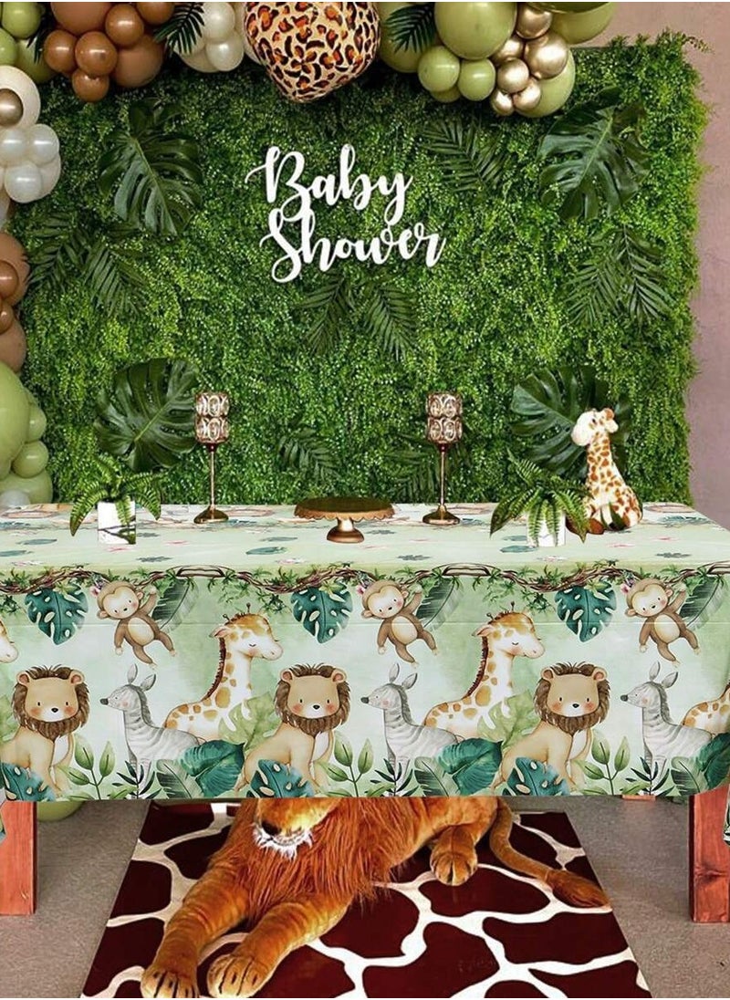 Generic - green table cover with a jungle animal design for decorating birthday parties and special celebrations. - Image 1