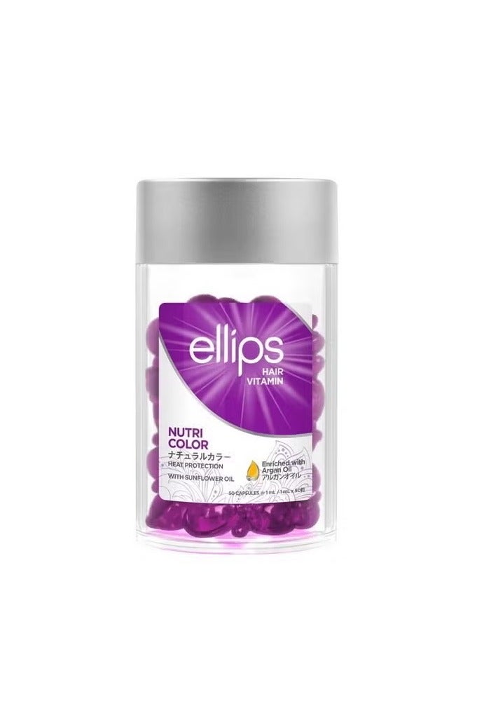 أليبس فيتامين الشعر المغذي من إليبس، 50 كبسولة - زيت حماية الشعر من الحرارة للشعر المصبوغ - يضيف لمعانًا وينعم الأطراف المتقصفة