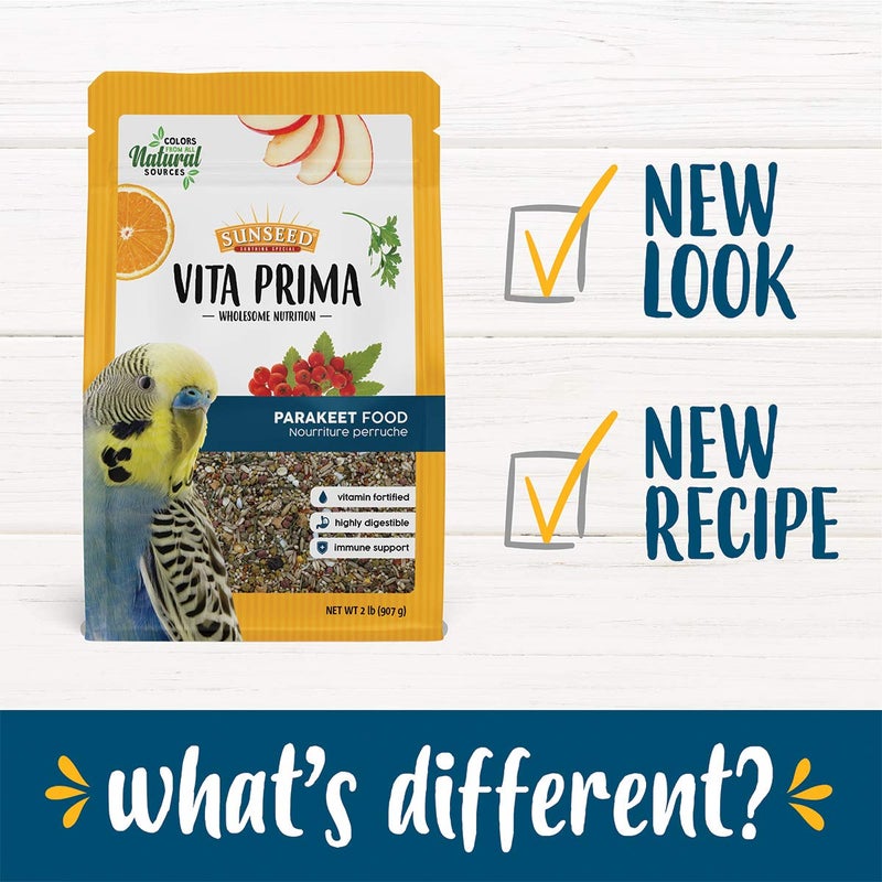 Vitakraft Sunseed Vita Prima Wholesome Nutrition Parakeet Food, 2 LBS - Image 2