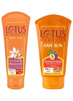 LOTUS HERBALS Lotus Herbals UV Screen Matte Gel SPF 50 100Gm and Sun Block Cream SPF 30 100gm  - Image 1