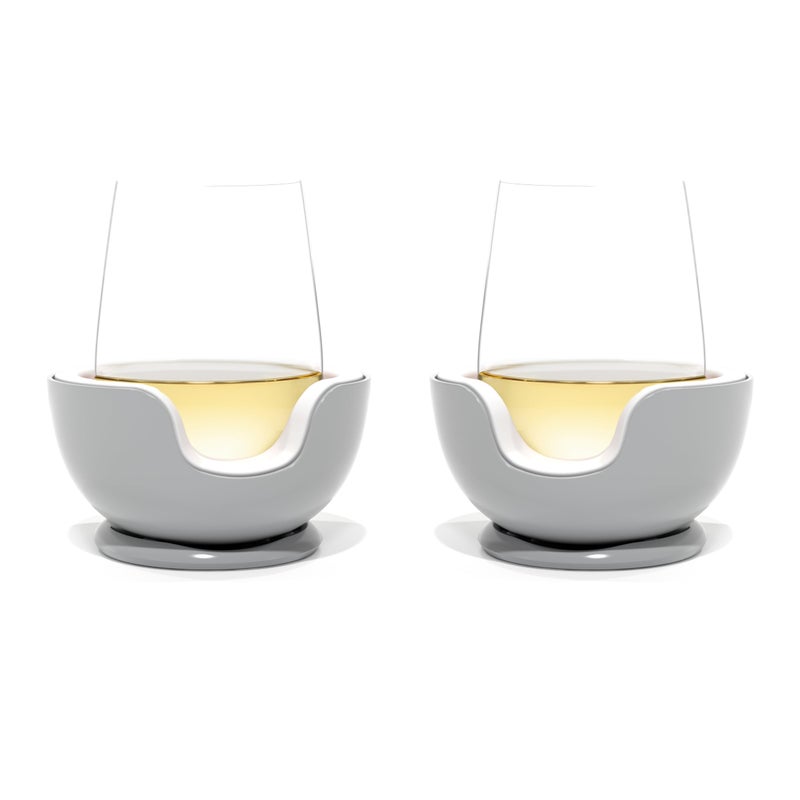 VoChill Stemless Wine Glass Chiller  Keep the Chill In Your Glass  Made In USA  Separable  Refreezable Chill Cradle  Actively Chills Stemless Glassware  Stone Pair Stemless