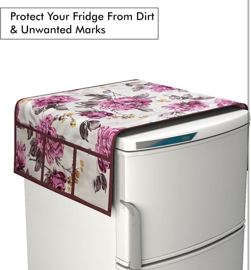 FRC DECOR STOREUP Double Door or Single Door Fridge Cover | Fridge Combo Set of 1 Fridge Top Cover, 2 Handle Covers and 4 Fridge Mats | Refrigerator Cover | Multi Colour - Image 2