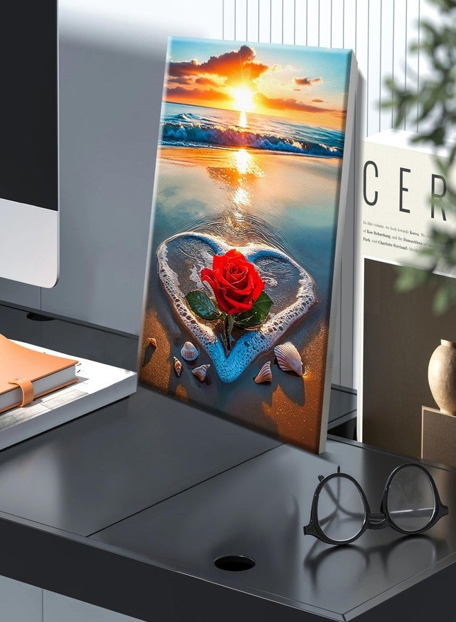 JOOZ Paint by Numbers Kit for Adults with Frame, Beach Sunset Paint by Number with Easel, DIY Beach Rose Acrylic Paint by Number, Easy Adult Paint by Number Kits on Canvas for Wall Decor 8 x 12 Inch - Image 3