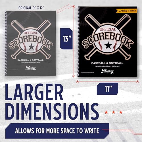 Murray Sporting Goods Baseball/Softball Scorebook - Large Print Book - Spiral Bound - 35 Games - Image 2