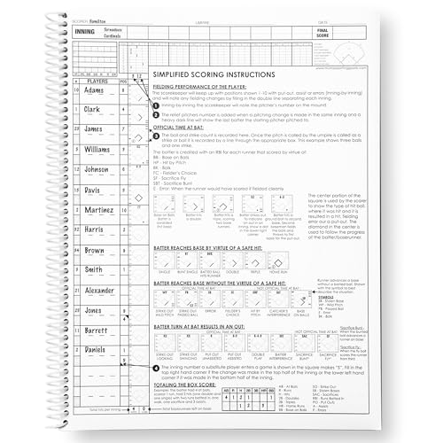 Murray Sporting Goods Baseball/Softball Scorebook - Large Print Book - Spiral Bound - 35 Games - Image 5