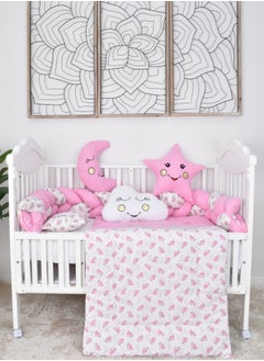 FUN MOMENT Snail Baby Bed Rails with Mattress and Pillows 6 Pieces  - Image 1