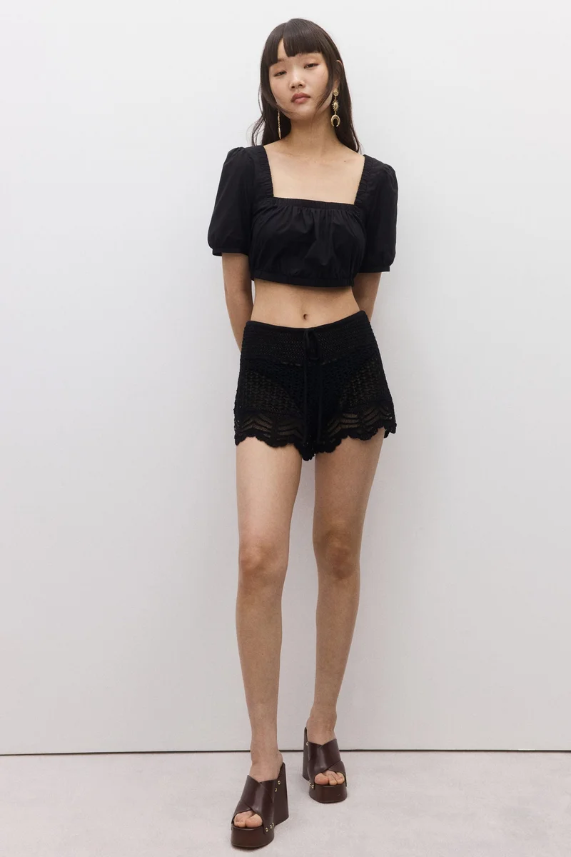 H&M Lacing-detail cotton blouse