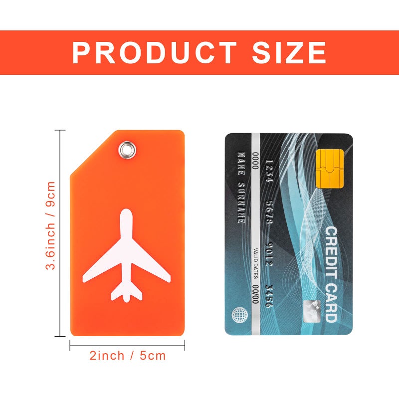Zonon 8 Pieces Luggage Tags Silicone Luggage Suitcases Tags for Travel Luggage Bag Name Tags includes Name Cards with Partial Privacy Cover and Stainless Steel Loops for Secure Fastening(Orange)  - Image 2