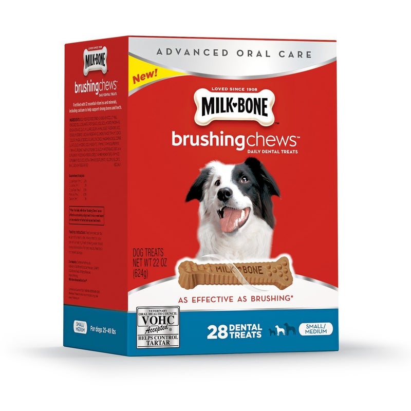 MILK-BONE MilkBone Brushing Chews Daily Dental Treats SmallMedium Value Pack 22 Ounce 28 Bones