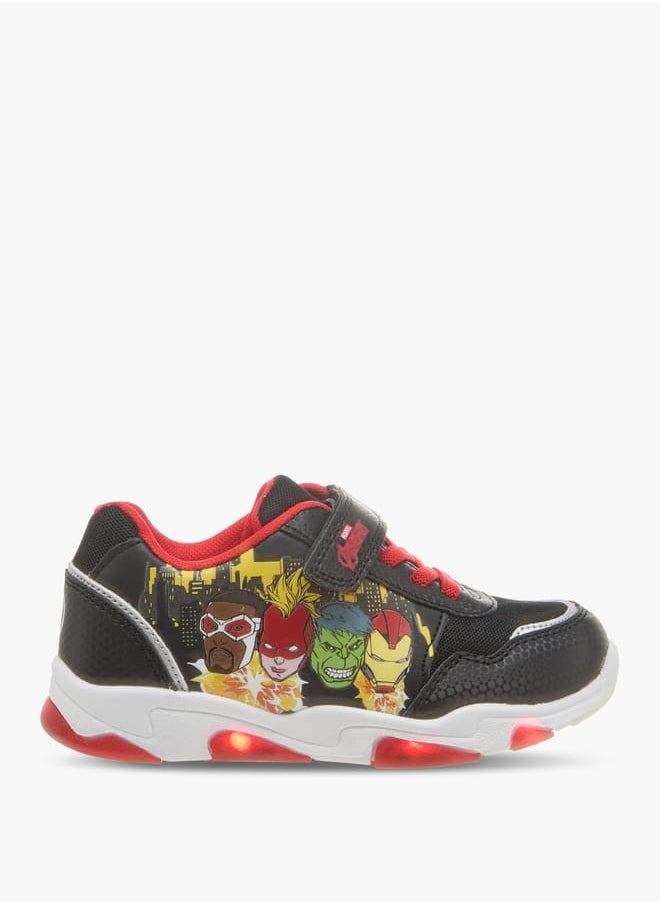 MARVEL - Boys Avengers Print Light-Up Sneakers with Hook and Loop Closure - Image 1