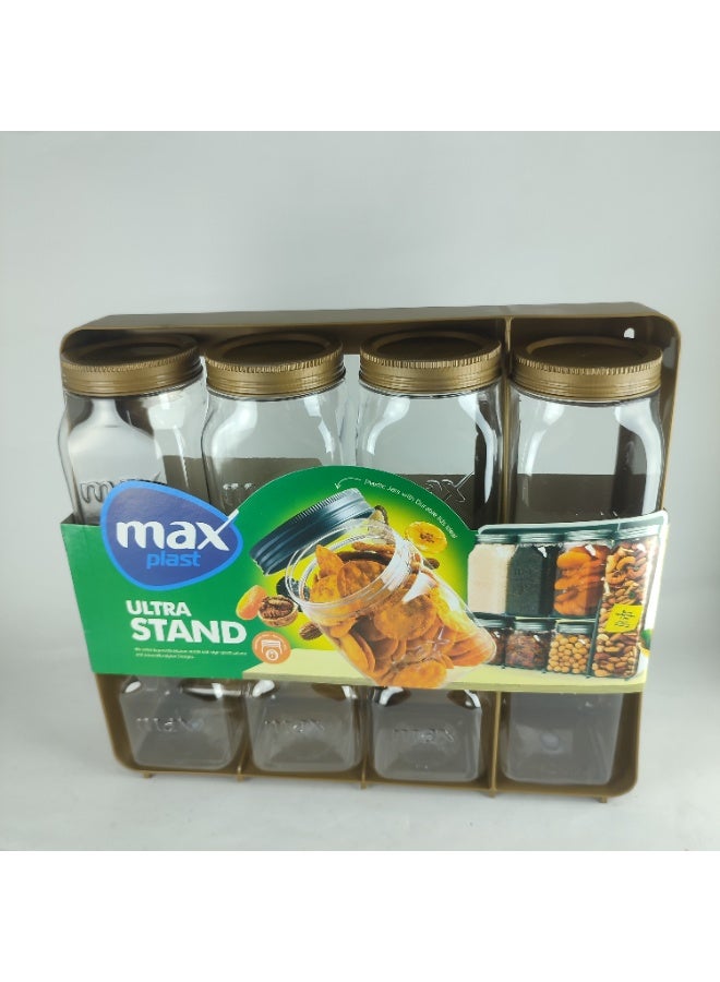 ماكس بلاست مجموعة مرطبان توابل بلاستيكي مع حامل من ماكس بلاست - Image 1
