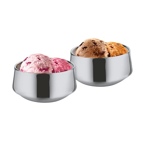 JVL Classicware Double Wall Stainless Steel Dessert Bowls Set of 2 (200 ml Each), Mirror Finish Insulated Serving Bowl for Hot & Cold Desserts, Ice Cream, Gulab Jamun, Halwa, Kheer - Image 2