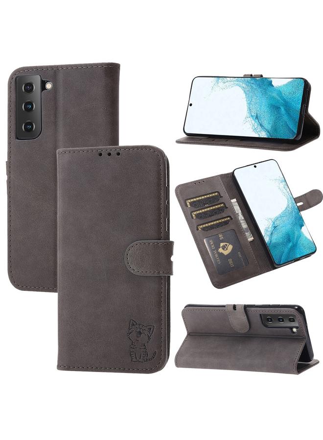 S-TOP Case For Samsung Galaxy S22+ 5G Embossed Happy Cat Pattern Horizontal Flip Leather Phone Case - Image 1