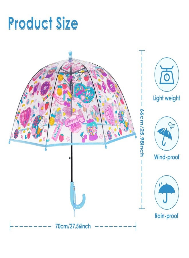 decalsweet Kids Umbrella Clear Bubble Umbrellas for Rain,Transparent Dome Safety Windproof Umbrella with Easy-Grip Hook Handle for Toddler Girls and Boys - Image 2