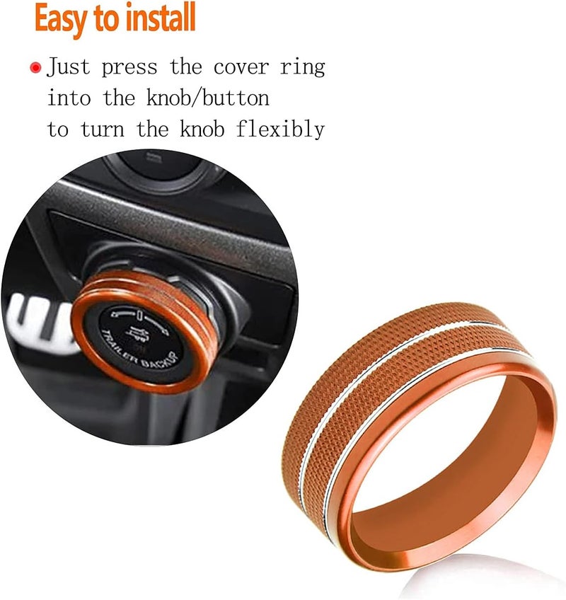 Bentolin Knob Cover for F150 AC Climate Control Switch/Trailer/4WD/VOL/Tune Button Interior Center Console Trim Accessories Compatible with Ford F150 XLT 2016 2017 2018 2019 (Orange 6 Pcs) - Image 3